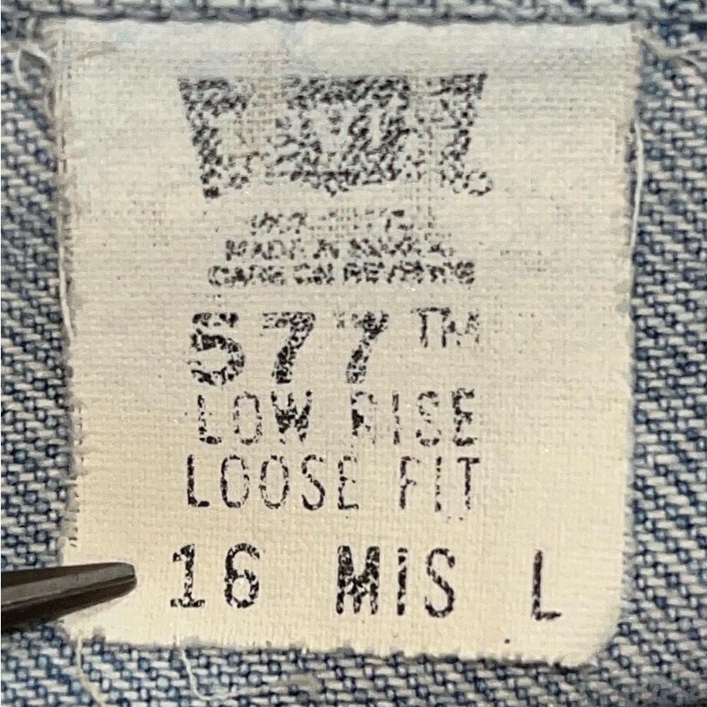 Vintage Levis 577 Low Rise Loose Fit Jeans Sz 16 Long W35xL32.5 Light Wash BAGGY - Picture 7 of 7